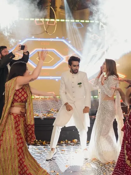 A Sangeet night is all about energy and celebration. I design high-impact events with dynamic stages and special effects that get everyone on the dance floor, creating an unforgettable party atmosphere centered around the couple.