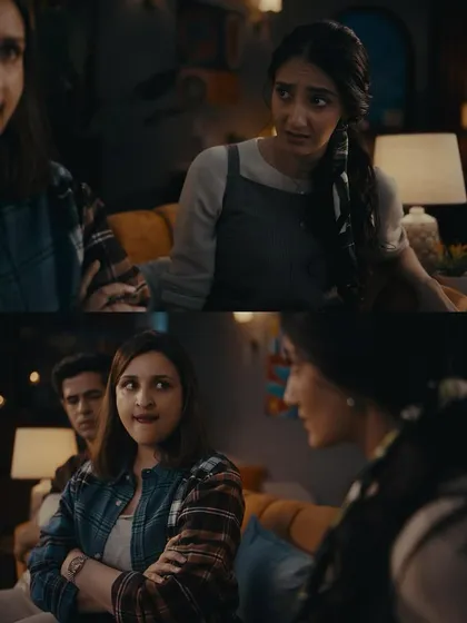 A still from the Amazon Prime Video shoot with Parineeti Chopra, showing the casual and expressive wardrobe I put together for her and the supporting cast.