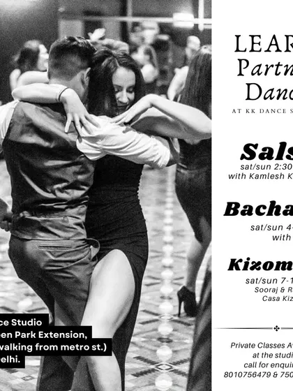 Ready to start your dance journey? We offer partner dance classes in Salsa, Bachata, and Kizomba right here in South Delhi. Check out our schedule and find the perfect class for you, whether you're a beginner or looking to improve.