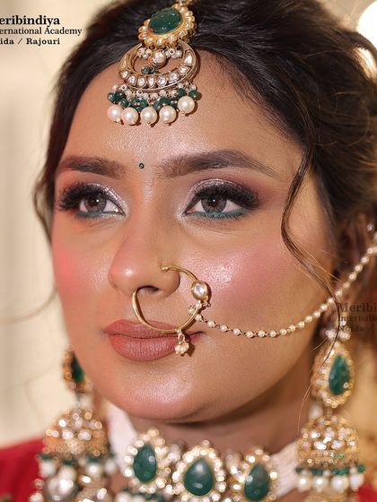 Learn about makeup for photography with different lighting effects. The bokeh background makes the bride's highlighted features stand out even more.
