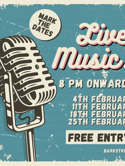 Mark your calendars for our February live music nights! Free entry every Saturday.
