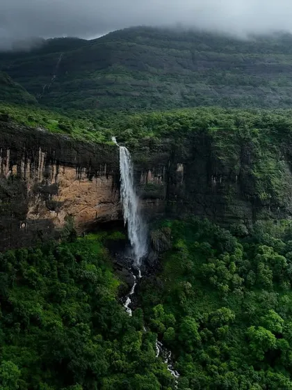 The raw beauty of the Sahyadris, with the Daityasur waterfall as the centerpiece. These are the views that make me love being a drone pilot in Maharashtra.