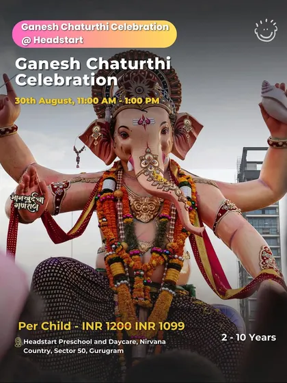 A Ganesh Chaturthi Celebration at Headstart, a festive event for kids aged 2 to 10.