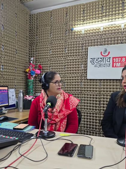 In the studio at Gurgaon Ki Awaaz, discussing the POSH Act. Radio is a powerful medium to reach a wide audience, and I used this opportunity to explain the basics of preventing sexual harassment at the workplace to listeners across the city.