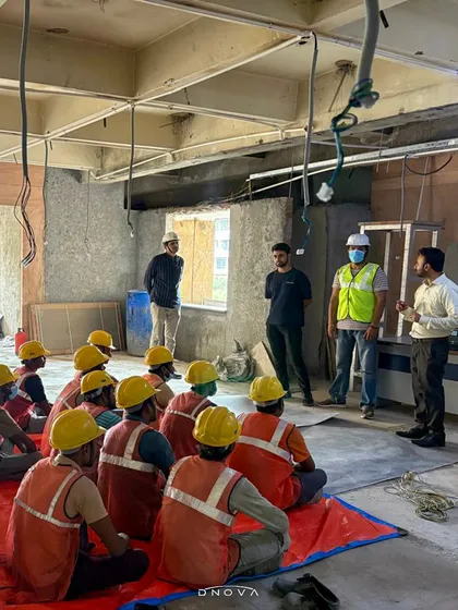 Safety is the foundation of every project I undertake. Here, my team at the NTPC site is conducting a safety precaution meeting, a standard practice to ensure every member of the workforce understands and adheres to the highest safety protocols on site.