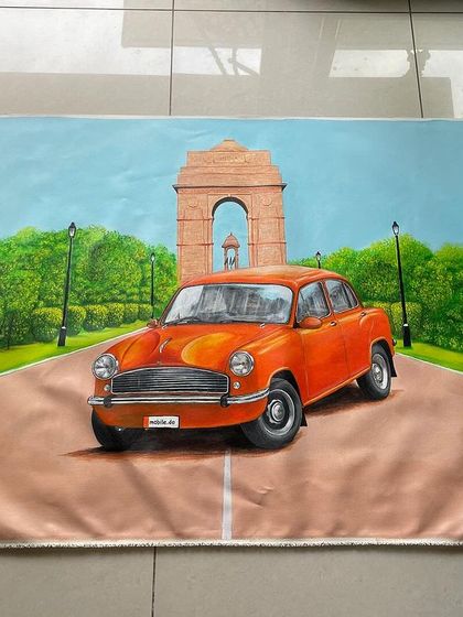 Another view of the finished Ambassador painting on the un-stretched canvas.