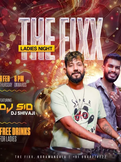 A poster for a Thursday Ladies Night, a popular weekly event I headline in Koramangala.