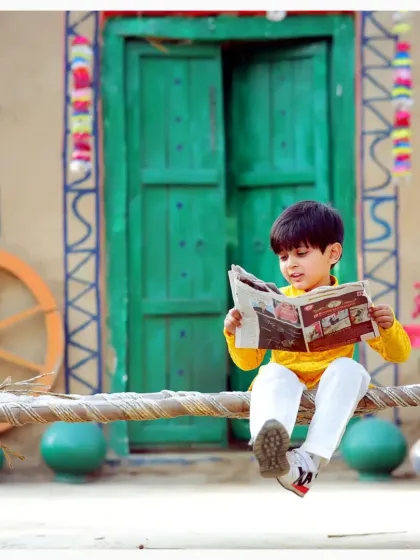 A glimpse into village life with this charming setup featuring a traditional charpai. It's a wonderful way to connect with cultural roots in a photoshoot.