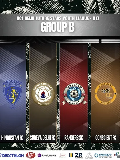 The complete group stage draw for the U17 Delhi Youth League, outlining the path our wolves will take.