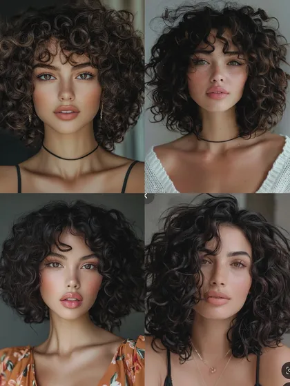 Short curly hair can be incredibly chic and stylish. These images show various short curly styles that we teach in our pro masterclass, focusing on dry cutting and texturizing to create the perfect shape.