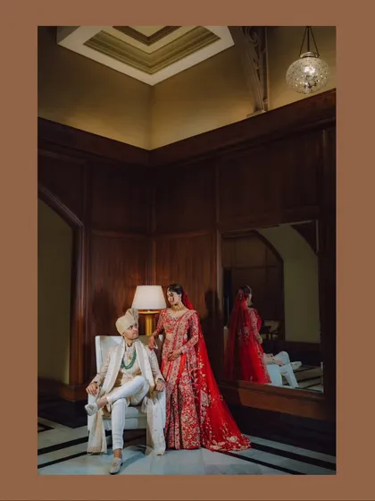 Grandeur, elegance, and a love story fit for royalty. This portrait, taken within the opulent corridors of the Taj Mahal Palace Hotel, showcases our ability to create regal, magazine-worthy images that feel both timeless and majestic.
