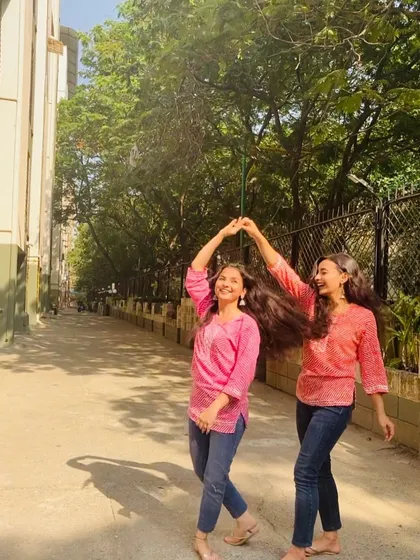 A candid shot from one of our outdoor dance shoots. The joy and friendship you see here are at the heart of everything we do at Sangeet Ready.