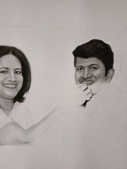 A work-in-progress shot of the tribute portrait.