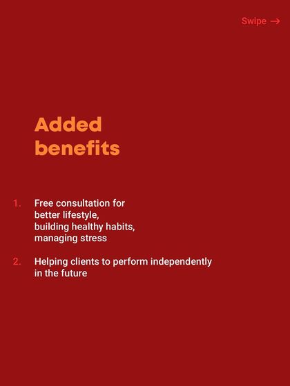 As an added benefit, I offer free consultations on building a better lifestyle and healthy habits. My ultimate goal is to help you learn to perform independently in the future.