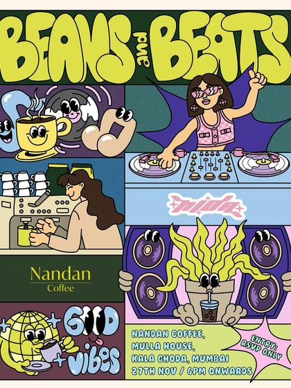 The poster for "Beans & Beats," a unique event I organized at a coffee shop. It was a chill afternoon session combining two of my favorite things: great music and amazing coffee.