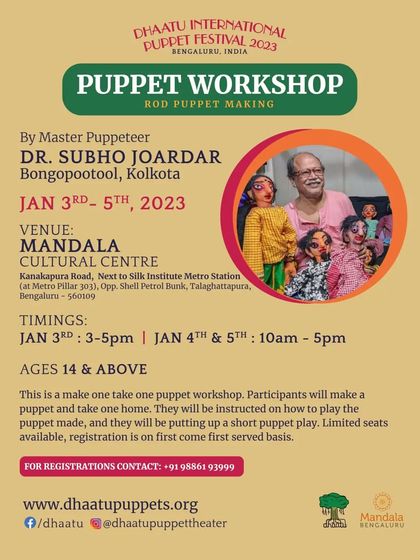 We were honored to host a rod puppet making workshop with renowned master puppeteer Dr. Subho Joardar from Kolkata. This is part of our effort to bring diverse puppetry traditions to our community.