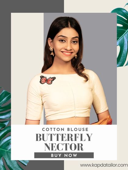 Our Butterfly Nector cotton blouse is featured in this summer sale graphic, a perfect blend of chic and comfortable.