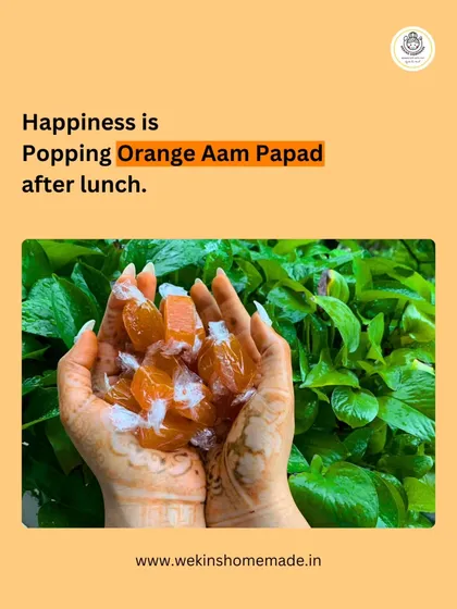 True happiness is popping a piece of Orange Aam Papad after lunch. It's that small, sweet moment in the day that makes everything better.