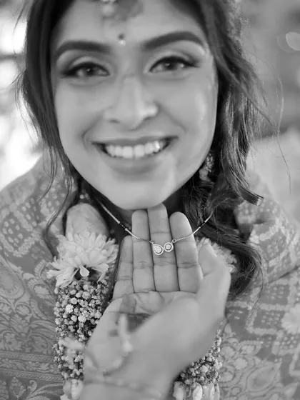 A close up of the bride's mangalsutra, a beautiful symbol of her new journey. We focus on capturing these significant details.