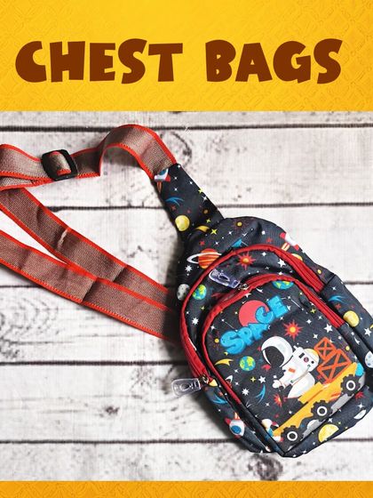 This space-themed chest bag is a trendy and functional accessory for kids. It's lightweight, has multiple compartments, and an adjustable strap.