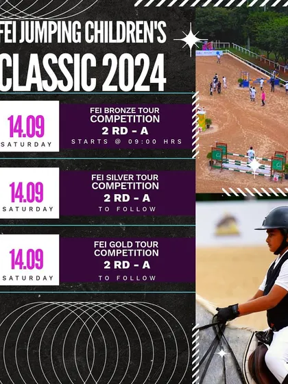 The final day's schedule for the FEI Jumping Children's Classic. We are committed to supporting the future of equestrian sport by hosting these important youth events.