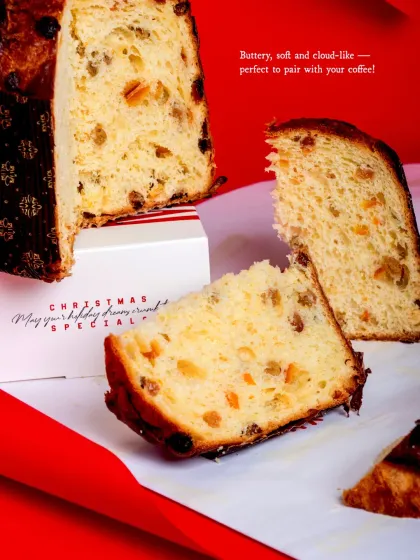 Buttery, soft, and cloud-like, our Panettone is the perfect companion to your morning coffee during the holidays.