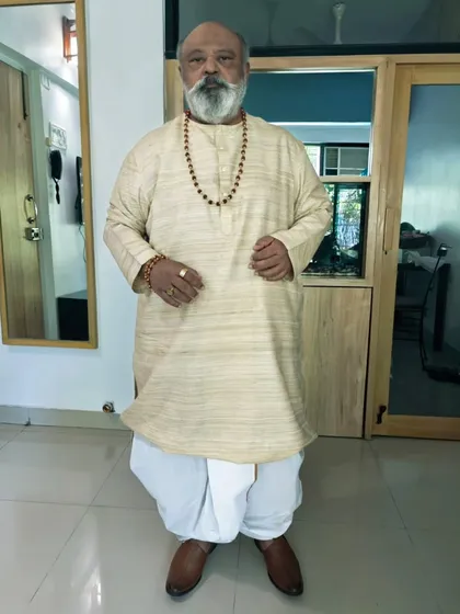 This is the final approved look for Saurabh Shukla ji's character. The simple dhoti-kurta paired with classic leather shoes perfectly captured the essence of the powerful man he portrayed.