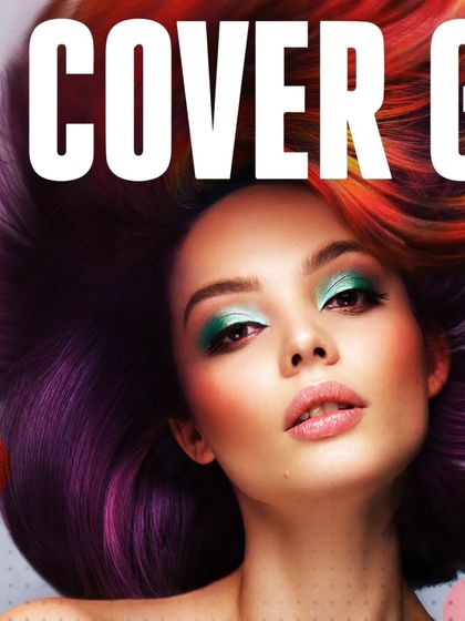 A vibrant and creative poster for The Cover Girl, showcasing the high level of artistry and hair design involved in the competition.