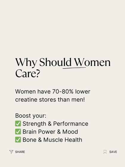 Why should women care about creatine? Women naturally have 70-80% lower creatine stores than men. Supplementing can significantly boost your strength, brain power, mood, and bone health.