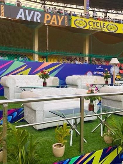 A luxurious on-field hospitality box we created for the Road Safety World Series. This unique setup offers an unparalleled, close-to-the-action viewing experience.