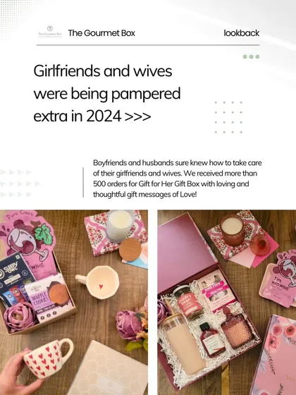 A look back at one of my top trends from 2024. This graphic shows that my 'Gift for Her' boxes were incredibly popular, with over 500 orders from boyfriends and husbands pampering their partners.