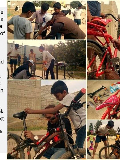 A collage from our "Under Banyan Tree" repair cafe, where we repaired 45 cycles and diverted 586 kgs of waste. This shows the huge impact of community repair initiatives.