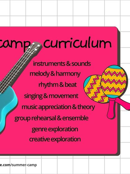 What will your child learn? Our camp curriculum covers everything from instruments and sounds to melody, harmony, group rehearsal, and creative exploration.