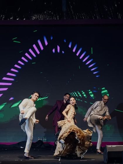 The couple dancing with their friends. I love creating routines that involve the couple's closest friends for a fun, group dynamic.