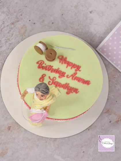 Another view of the 84th birthday cake for the sewing enthusiast.