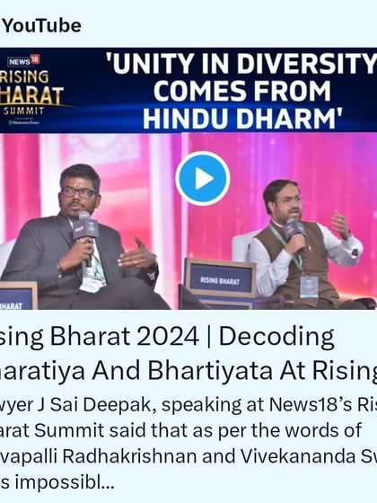 Speaking at the News18 Rising Bharat Summit. I argued that true "Unity in Diversity" in our country stems from the foundational ethos of Hindu Dharma, a point made by thinkers like Sarvepalli Radhakrishnan and Swami Vivekananda.