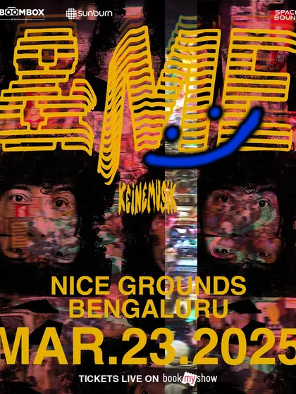 The official announcement poster for the &ME show at Nice Grounds, Bengaluru, with a cool, layered graphic design.