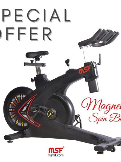A special offer on our Magnetic Spin Bike. This commercial-grade bike offers a smooth, quiet ride with adjustable magnetic resistance, perfect for both home and gym use.