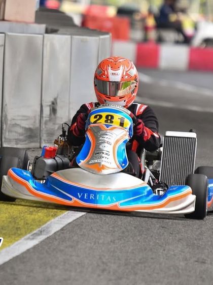 A front-on shot of our driver during the ROK Cup Singapore.