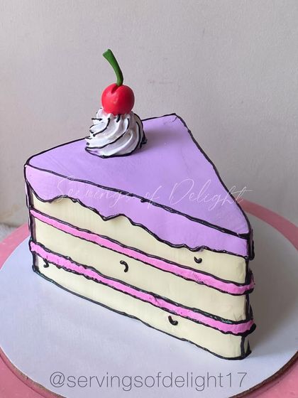 Remember the cartoon cake trend? This was my take on it, a cake that looks like a 2D slice of cartoon cake. It's a fun optical illusion!