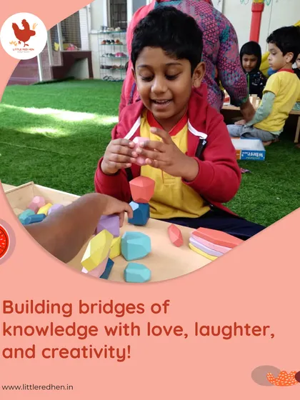 We are building bridges of knowledge with love, laughter, and creativity. Block play is more than just stacking; it's an exercise in problem-solving, balance, and imaginative construction.