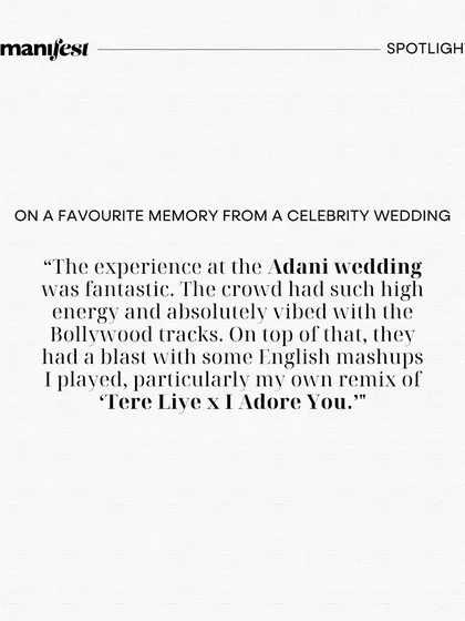 Sharing a favorite memory from the Adani wedding. The crowd's energy for both Bollywood tracks and my English mashups was incredible.