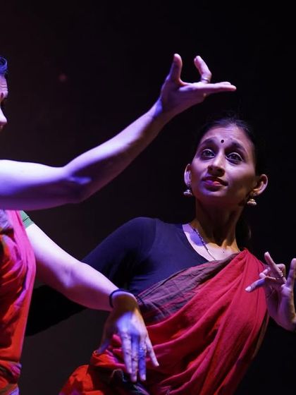 A snippet from our production "ANATAH:", showcasing a moment of intense interaction and storytelling between two dancers.
