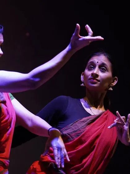 A snippet from our production "ANATAH:", showcasing a moment of intense interaction and storytelling between two dancers.