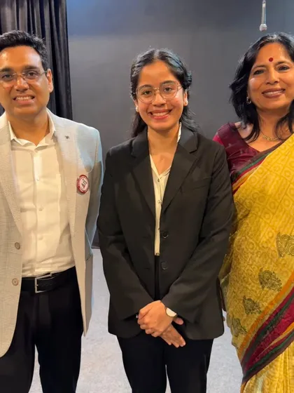 Posing with Mr. Manoj Sharma and a student, celebrating the spirit of perseverance and integrity that his story represents.