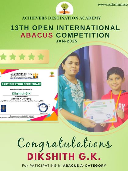 Achievers Destination Academy - Mental Math & Speed Calculation Our Star Achievers: Competition Winners & Graduates photo 12