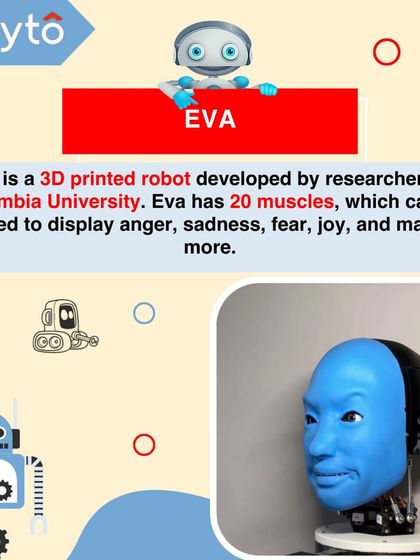 Eva, a 3D-printed robot from Columbia University, has 20 artificial muscles that allow it to display a range of emotions like anger, joy, and sadness.