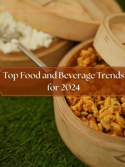 This graphic introduces the top food and beverage trends for 2024, showing our commitment to staying current and innovative in our offerings.
