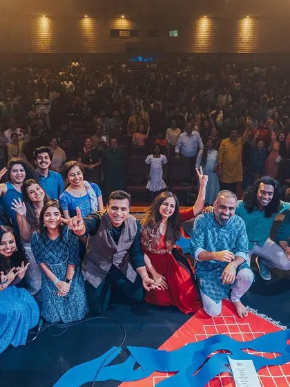A group photo with my band and choir after the 'Vari' album release concert in Bengaluru. It takes a village to create a big show, and I'm so grateful for every single person on this stage.