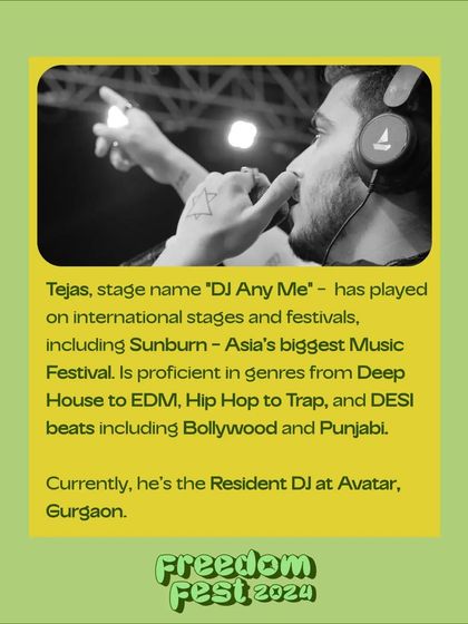 My official artist feature for Freedom Fest 2024. This bio highlights my experience with major festivals like Sunburn and my multi-genre approach.
